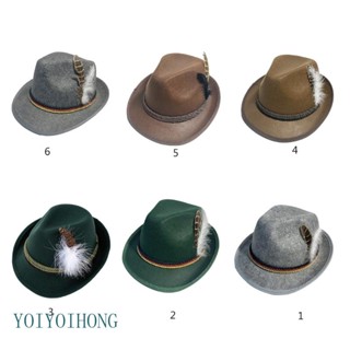 Yoi หมวก Fedora ประดับขนนก กันแดด น้ําหนักเบา สําหรับตั้งแคมป์ ท่องเที่ยว