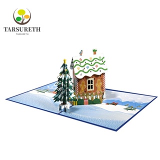 Tarsureth การ์ดอวยพร ลายคริสต์มาส ขนมปังขิง พับได้ สร้างสรรค์ สําหรับตกแต่งบ้าน ปาร์ตี้