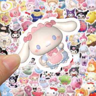 [Sticker Set] สติกเกอร์ ลาย Kuromi Cinnamon Dog Melody 3D กันน้ํา สําหรับติดตกแต่งสมุด 100 แผ่น