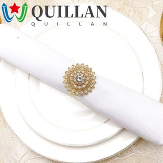 Quillan แหวนรัดผ้าเช็ดปาก โลหะ พลอยเทียม หรูหรา สําหรับปาร์ตี้คริสต์มาส