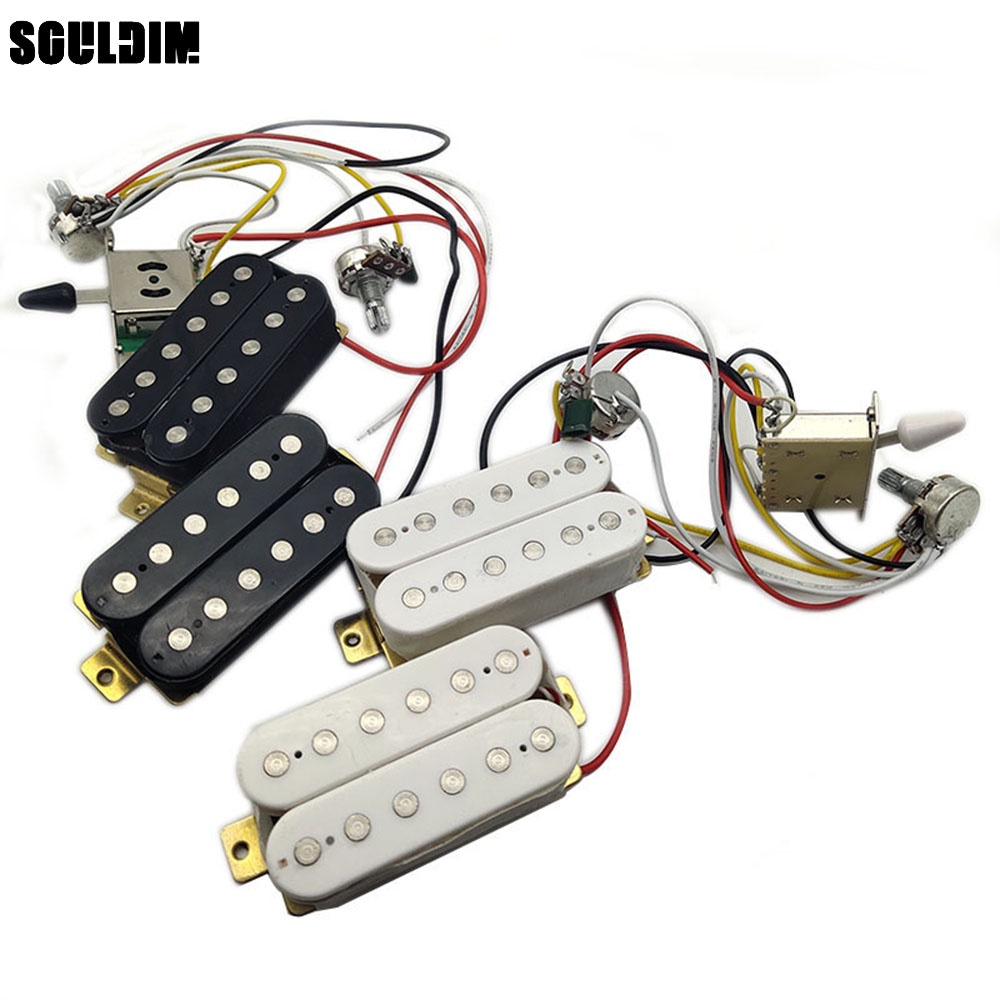 กีตาร์ Humbucker รถกระบะ 3 ทิศทาง 500K Potentiometer 1T1V สายไฟ Prewired สีดําสีขาว