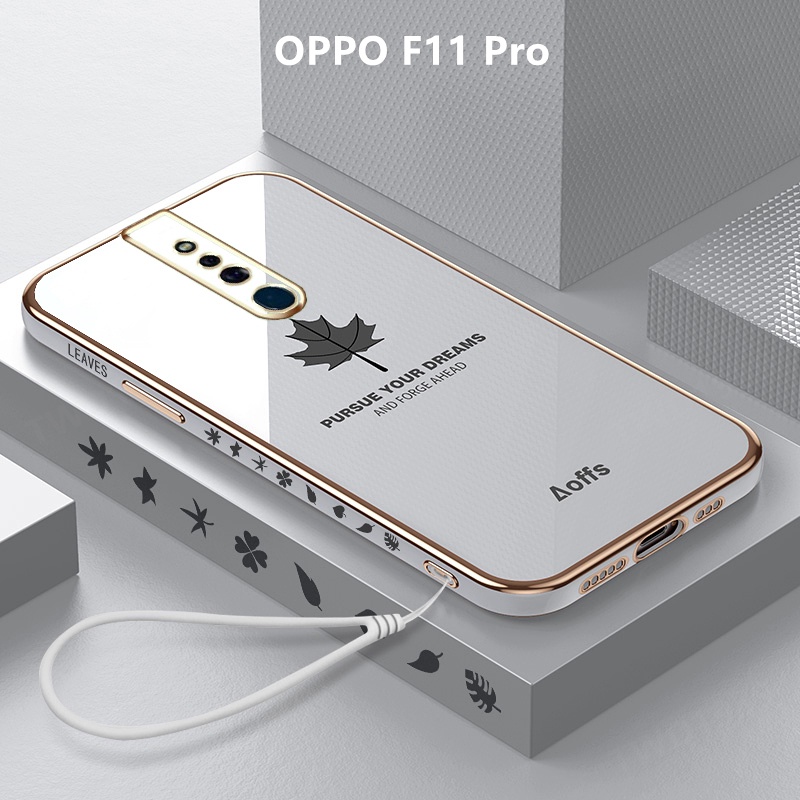 เคส OPPO F11 Pro Case Plating Maple Leaves Cover Soft TPU Phone Case OPPO F11 Pro