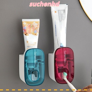 Suchenhd เครื่องบีบยาสีฟัน แบบอัตโนมัติ ไม่ต้องเจาะ พลาสติก ที่จ่ายยาสีฟัน ขี้เกียจ ติดผนัง