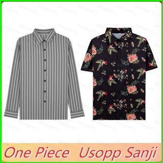 เสื้อเชิ้ตแขนสั้น พิมพ์ลายการ์ตูนอนิเมะ One Piece Usopp Sanji เครื่องแต่งกายคอสเพลย์ สําหรับชาย และหญิง