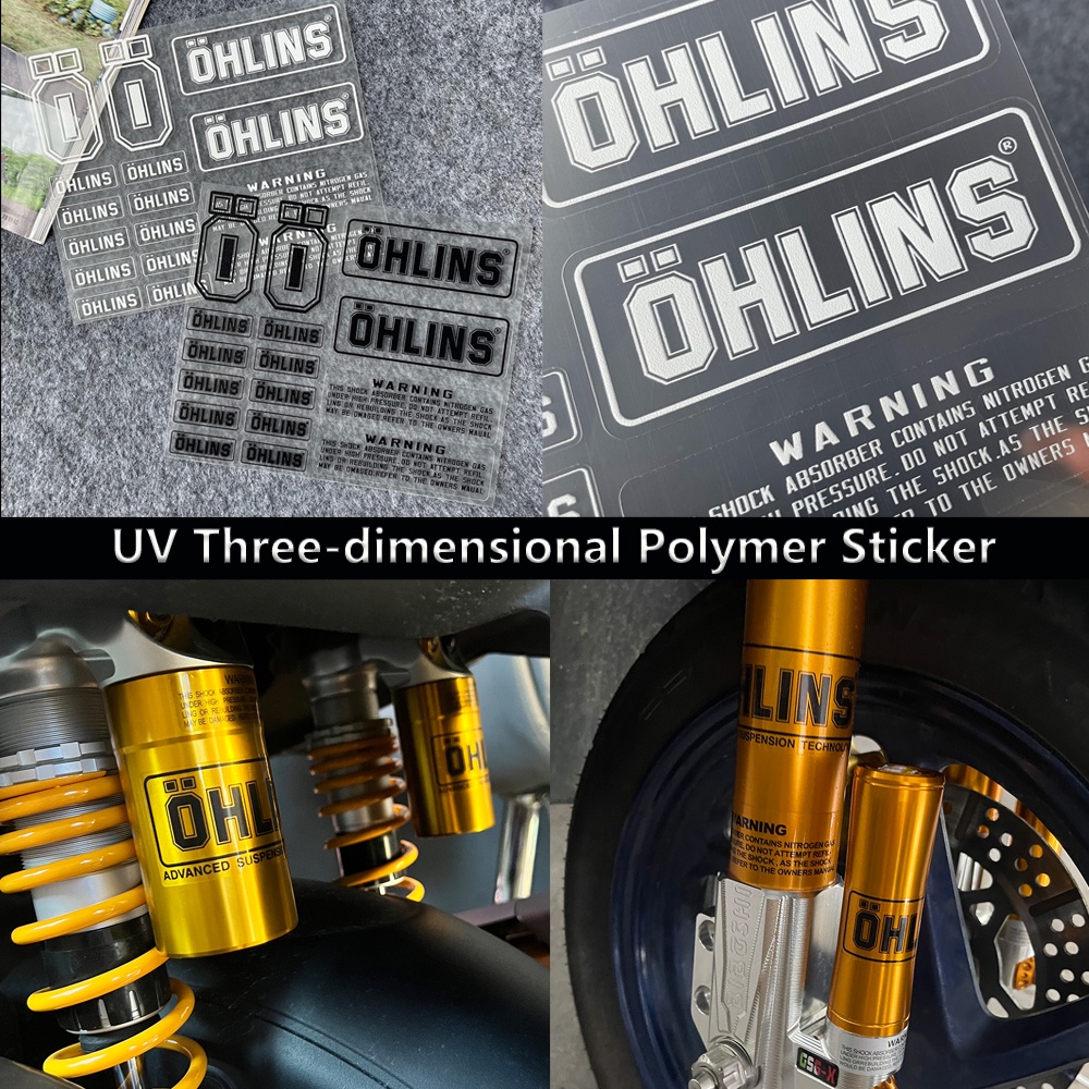 ohlins giorno สติกเกอร์ UV OHLINS 3 มิติ โช๊คอัพ กันแดด ใส ตกแต่งรูปลอก สําหรับ OHLINS สติกเกอร์