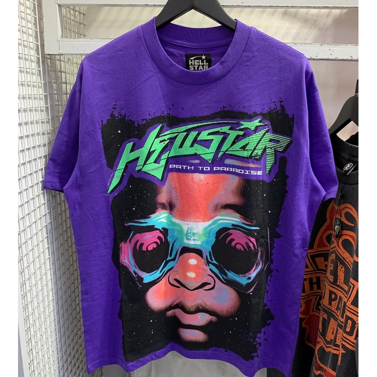 ✨   พร้อมสต็อก ✨  ขนาดใหญ่ High Street New Hellstar แฟชั่น Space Eye พิมพ์สบายๆรอบคอแขนสั้นเสื้อ Tee Unisex