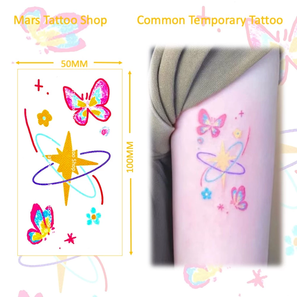 Mars TattooCommon Tattoo รอยสักสี ติดทนนาน สติกเกอร์รอยสักชั่วคราว ผีเสื้อ CMNF018