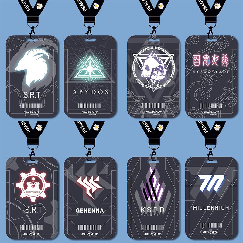 [Blue Archive] ที่ใส่บัตรนักเรียนน่ารักพร้อมเชือกเส้นเล็ก - ปลอก PVC แบบใช้ซ้ําได้สําหรับโรงเรียนและสํานักงาน