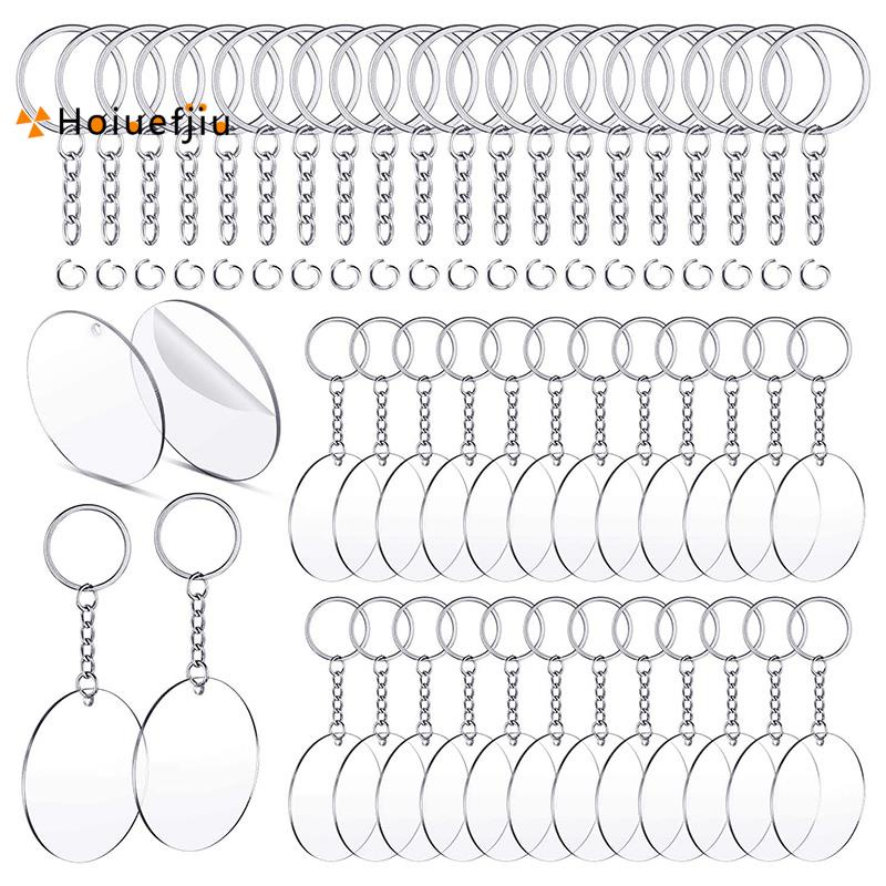 【Hoiuefjiu】แผ่นอะคริลิคใส ทรงกลม 2 นิ้ว 150 ชิ้น สําหรับทําพวงกุญแจ DIY
