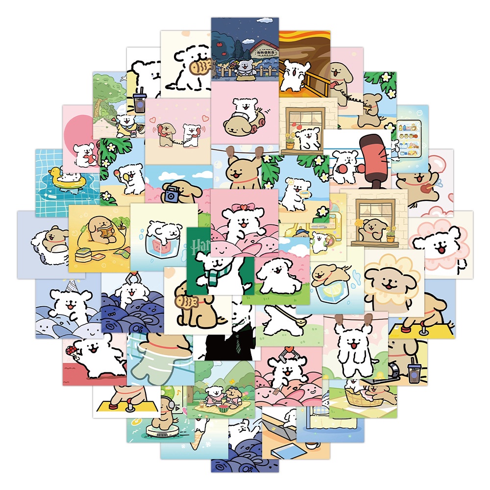 สติกเกอร์ ลายการ์ตูนลูกสุนัข สําหรับติดตกแต่งหมวกกันน็อค จักรยาน 60 ชิ้น