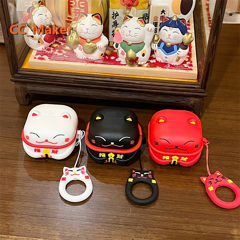 For Samsung Galaxy Buds FE Case Cute Lucky Cat Samsung Galaxy Buds2 Pro / Buds Pro Silicone Soft Case Cartoon Buds Live Shockproof Case Protective Cover