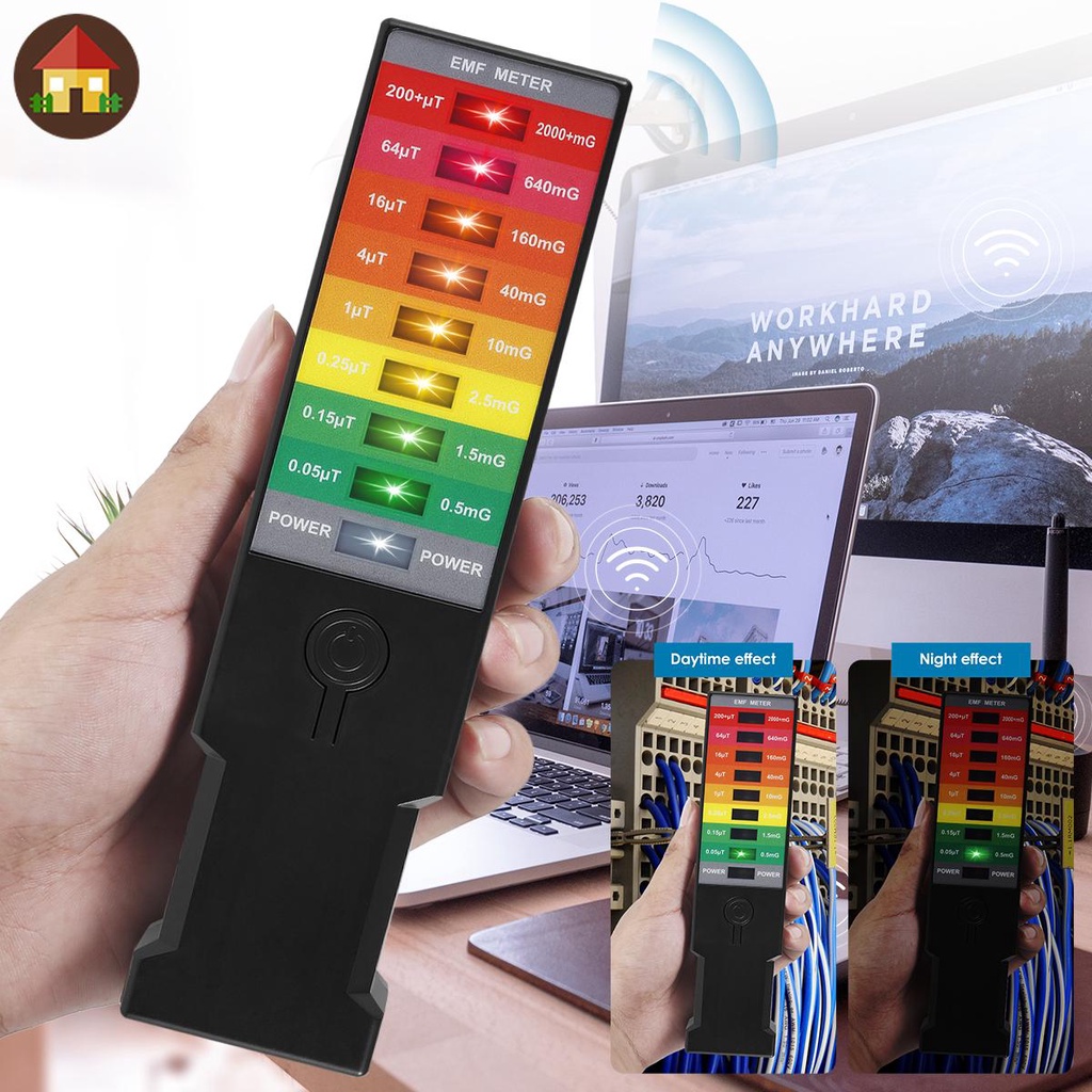 เครื่องตรวจจับรังสีแม่เหล็กไฟฟ้ามือถือ EMF Reader แบตเตอรี่ดําเนินการ EMF Meter Tester SHOPTKC6702