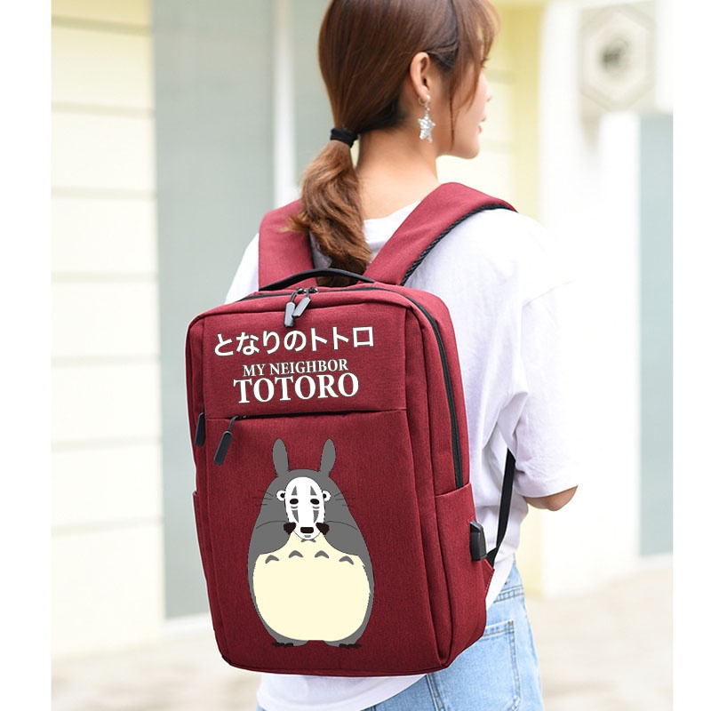 กระเป๋าเป้สะพายหลัง กระเป๋านักเรียน กระเป๋าแล็ปท็อป ลายการ์ตูน Totoro (อินเตอร์เฟซ USB)