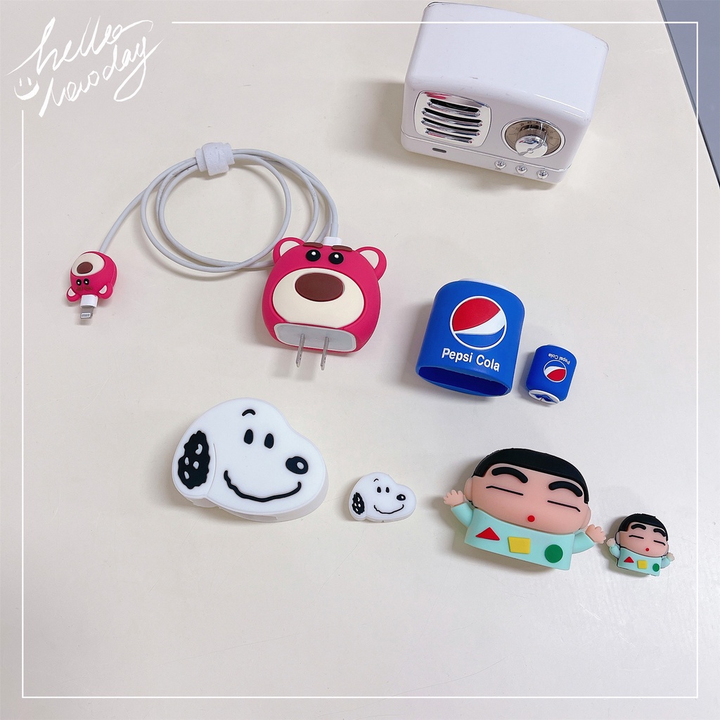 18w / 20w ชินจัง โค้ก เคส สําหรับปลั๊กชาร์จ สายเคเบิล USB กัด ป้องกัน สายเคเบิล ที่ม้วนเก็บ ตัวป้องกันสายไฟ จัดระเบียบสปริง ห่อลวดพัน สําหรับ iPhone