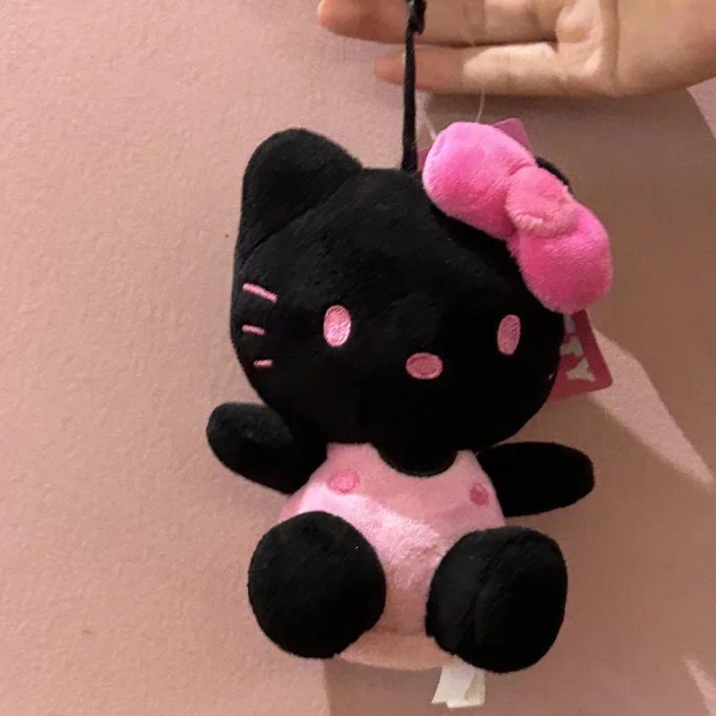 Kawaii Sanrio พวงกุญแจ จี้ตุ๊กตาการ์ตูนเฮลโลคิตตี้น่ารัก สีดํา สําหรับห้อยกระเป๋า
