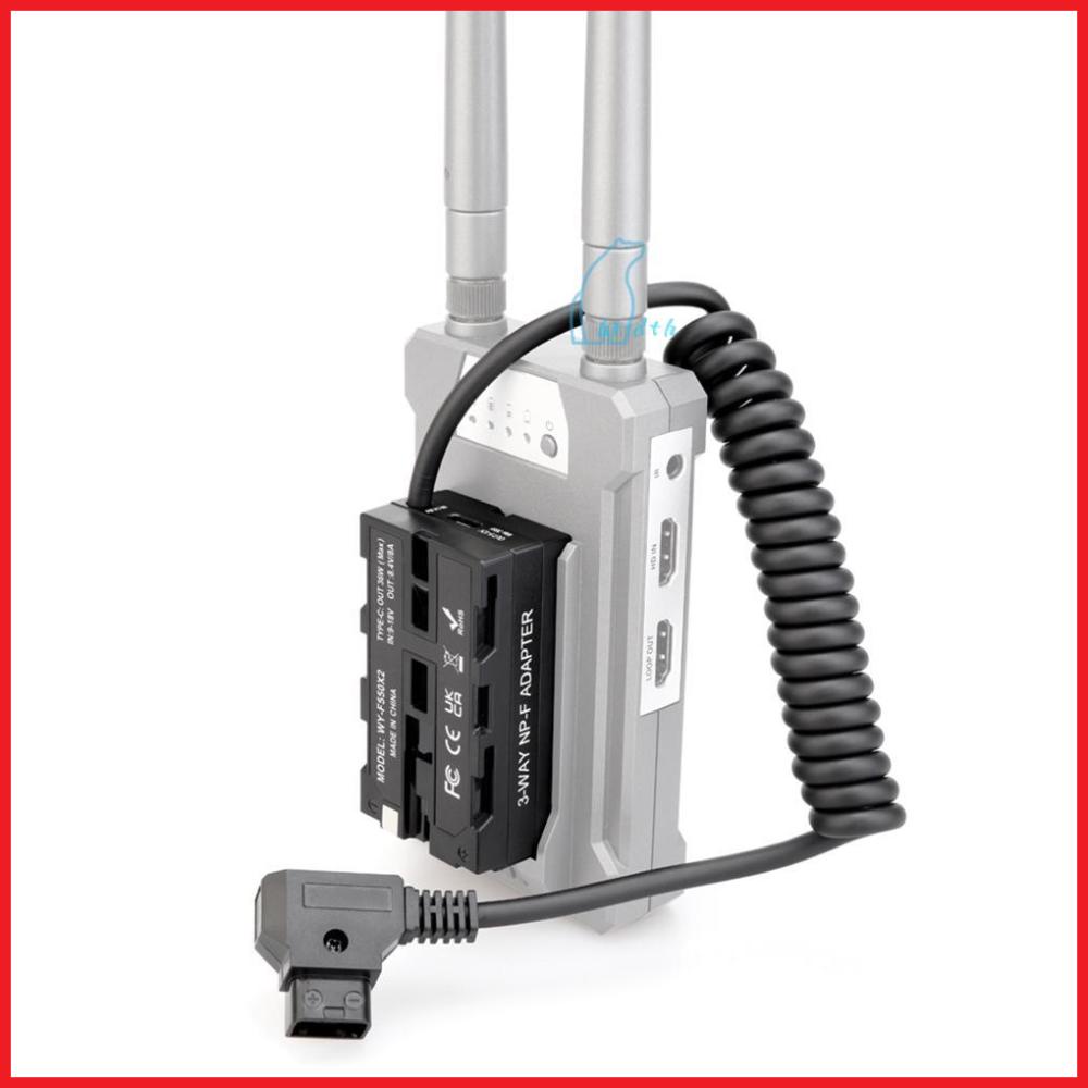 D-tap to Dual-sided NP-F550 สายเคเบิ้ลขดลวดแบตเตอรี่ดัมมี่ DC Coupler อุปกรณ์เสริม สําหรับมอนิเตอร์ ไฟวิดีโอ LED ไมโครโฟน ตัวรับส่งสัญญาณไร้สาย