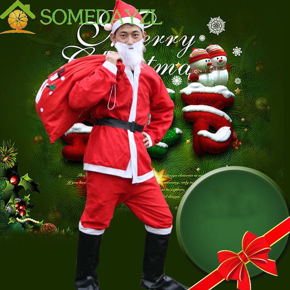 Somedayzl ชุดคอสเพลย์ซานตาคลอส เข็มขัดโพลีเอสเตอร์ สีขาว สีแดง สําหรับผู้ใหญ่