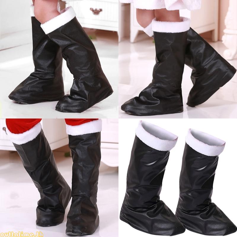 รองเท้าบูทหนัง PU ลายซานต้าครอส เหมาะกับปาร์ตี้คริสต์มาส สําหรับเด็ก และผู้ใหญ่