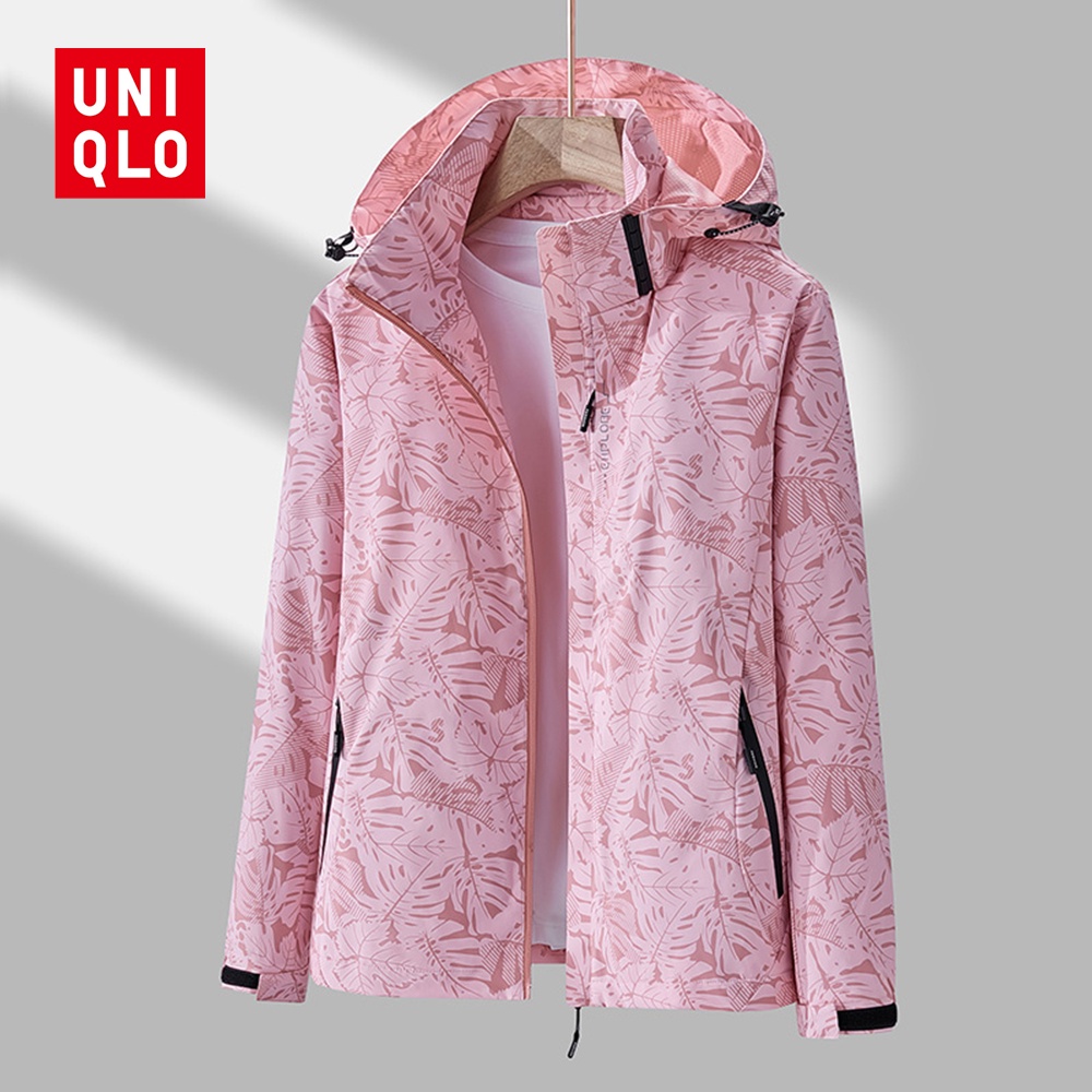 UNIQLO เสื้อแจ็กเก็ตกันฝน กันน้ํา ลายพราง ถอดออกได้ คุณภาพสูง สําหรับผู้หญิง เหมาะกับการเดินป่า ตั้งแคมป์กลางแจ้ง [35-80 กก.]