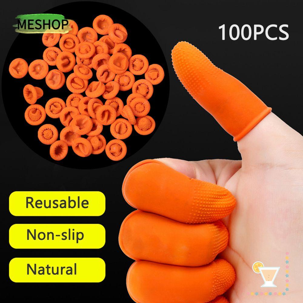 ถุงมือยางธรรมชาติ กันลื่น ป้องกันนิ้วมือ สีส้ม จํานวน 100 ชิ้น