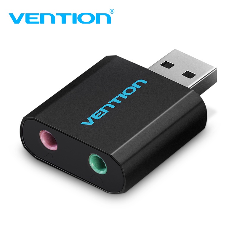 Vention การ์ดเสียง USB พร้อมตัวแยกการ์ดเสียงสเตอริโอ และไมค์