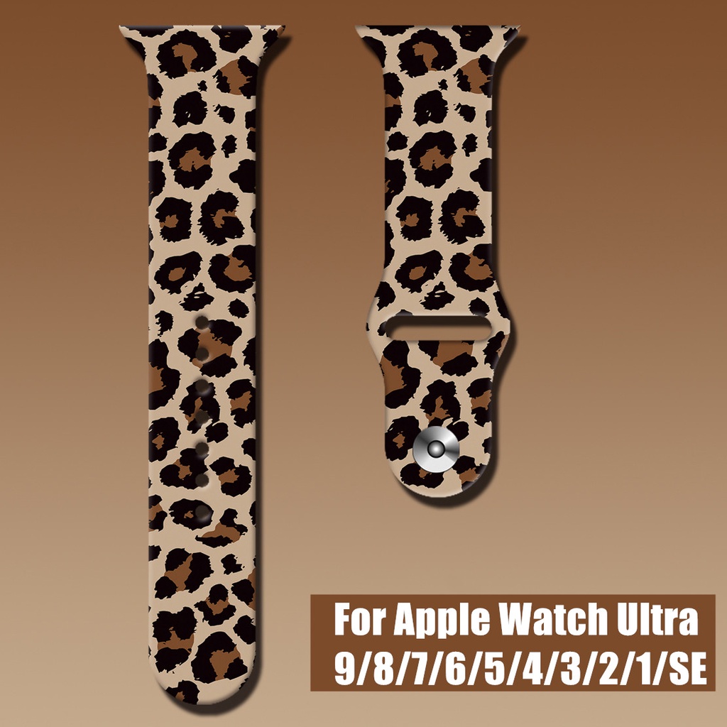 แฟชั่น Soft Leopard พิมพ์สายนาฬิกาซิลิโคนสําหรับ A-pple นาฬิกา Series Ultra 8 7 SE 6 5 4 3 2 1 กีฬาน
