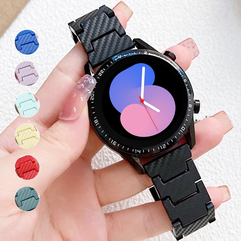 สายนาฬิกาข้อมือคาร์บอน 20 มม. 22 มม. สําหรับ Samsung Galaxy Watch 3 41 มม. 45 มม. Amazfit GTS-2-2e-mini-GTS 3 Huawei Honor Watch Magic Forerunner 245 645