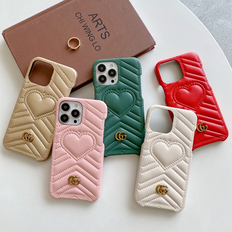 เคสโทรศัพท์มือถือหนัง TPU นิ่ม รูปหัวใจ แบรนด์หรู แฟชั่น สําหรับ iPhone 14 Pro Max 13 Pro 12 Pro Max