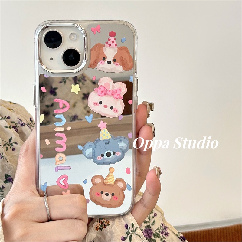 Huiwanju เคสโทรศัพท์มือถือนิ่ม กันหล่น รอบด้าน ลายการ์ตูนสัตว์ สร้างสรรค์ สําหรับ Iphone Apple 15promax 14 13 11 Plus 12Pro 13Promax