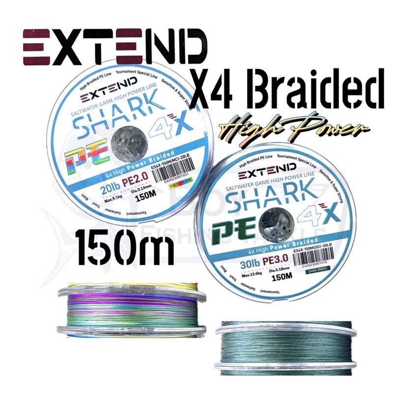 2023 ใหม่ EXTENSION SHARK X4 BRAIDED LINE 150M สายตกปลา TALI BENANG MAIN LINE