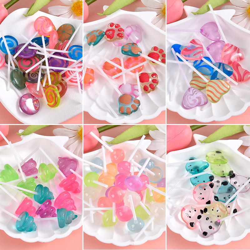 อมยิ้มเรซิ่น เรืองแสงกลางคืน สําหรับตกแต่งสมุดภาพ DIY 10 ชิ้น
