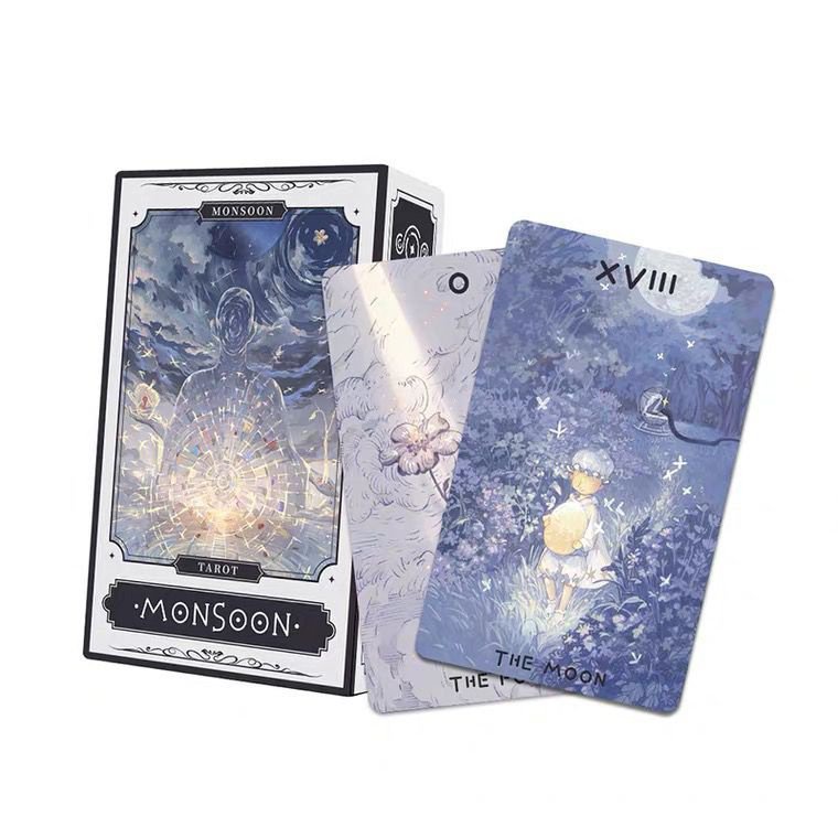 การ์ดเกมไพ่ทาโรต์ Monsoon Tarot การ์ดทาโรต์ สีขาว