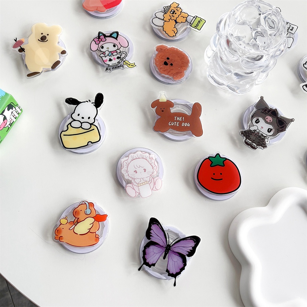 ขาตั้งโทรศัพท์มือถือ แบบแม่เหล็ก ป้องกันการตก ลายเฮลโลคิตตี้ ผีเสื้อ และคิตตี้ สําหรับโทรศัพท์มือถือ แท็บเล็ต - รูปที่ 4