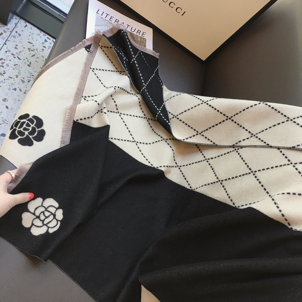 ผ้าคลุมไหล่ ผ้าพันคอ ผ้าแคชเมียร์ แบบถัก แบบหนา ให้ความอบอุ่น แฟชั่นสไตล์เกาหลี - รูปที่ 5