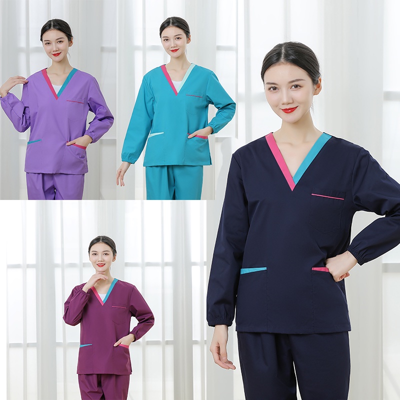 【เสื้อ + กางเกง】ชุดขัดฟัน แขนยาว ผ้าฝ้าย เหมาะกับโรงพยาบาล สําหรับผู้หญิง
