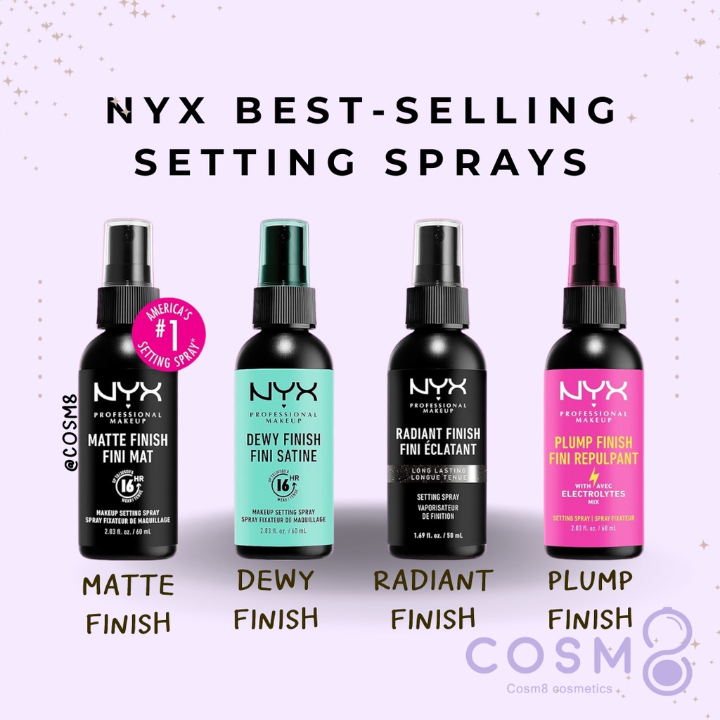 [ลด30% ใช้โค้ดไลฟ์/Shopee Video]✅พร้อมส่ง🌟แท้ มี 4สูตร NYX Makeup Setting Spray - Long-Lasting Vegan Formula