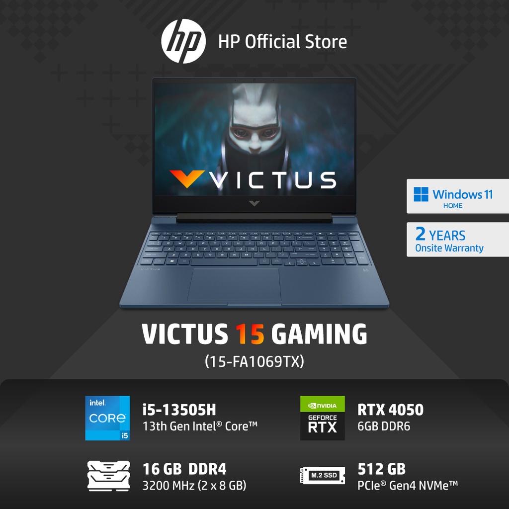 HP Victus Gaming Laptop 15-fa1069TX /13th Gen Intel® Core™ Processors i5-13500H/ 16GB/512GB /RTX 4050/2Yrs Onsite