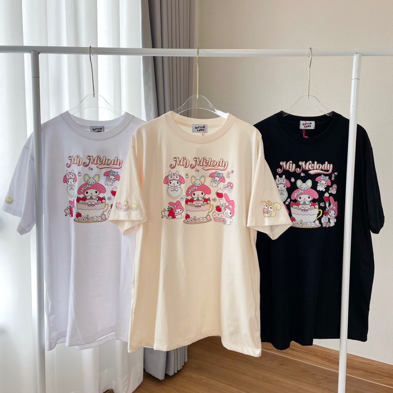 มีหลายสี เสื้อยืดโอเวอร์ไซส์ Qotton Land เมโลดี้