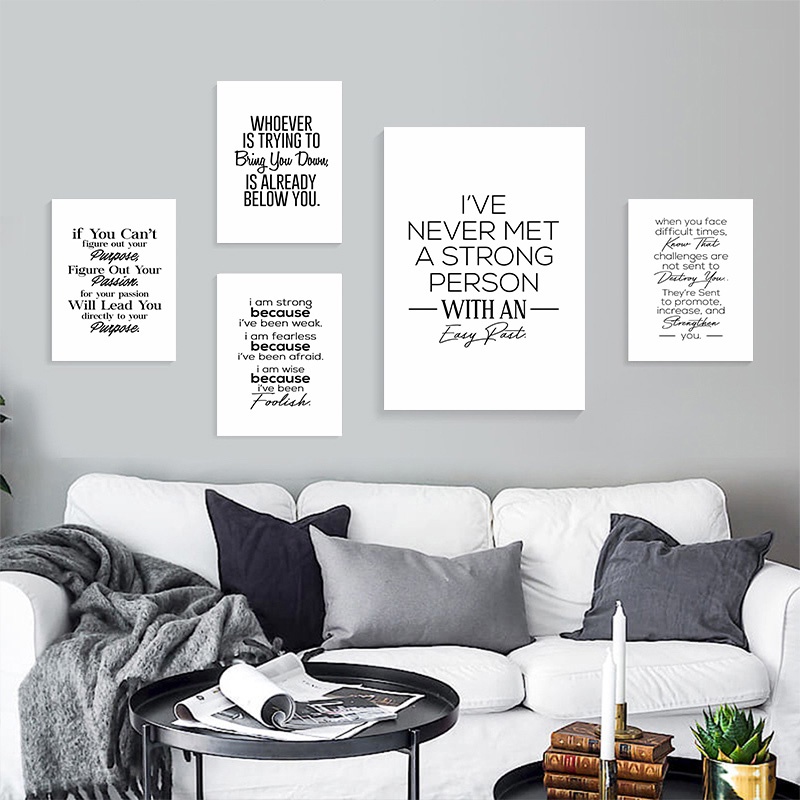 (พร้อมกรอบ) โปสเตอร์ติดผนัง ศิลปะ แรงจูงใจ มินิมอล ตกแต่ง บวก พลังงาน คําพูด ภาพวาด คําคม สีดํา และสีขาว ตกแต่งบ้าน - รูปที่ 3