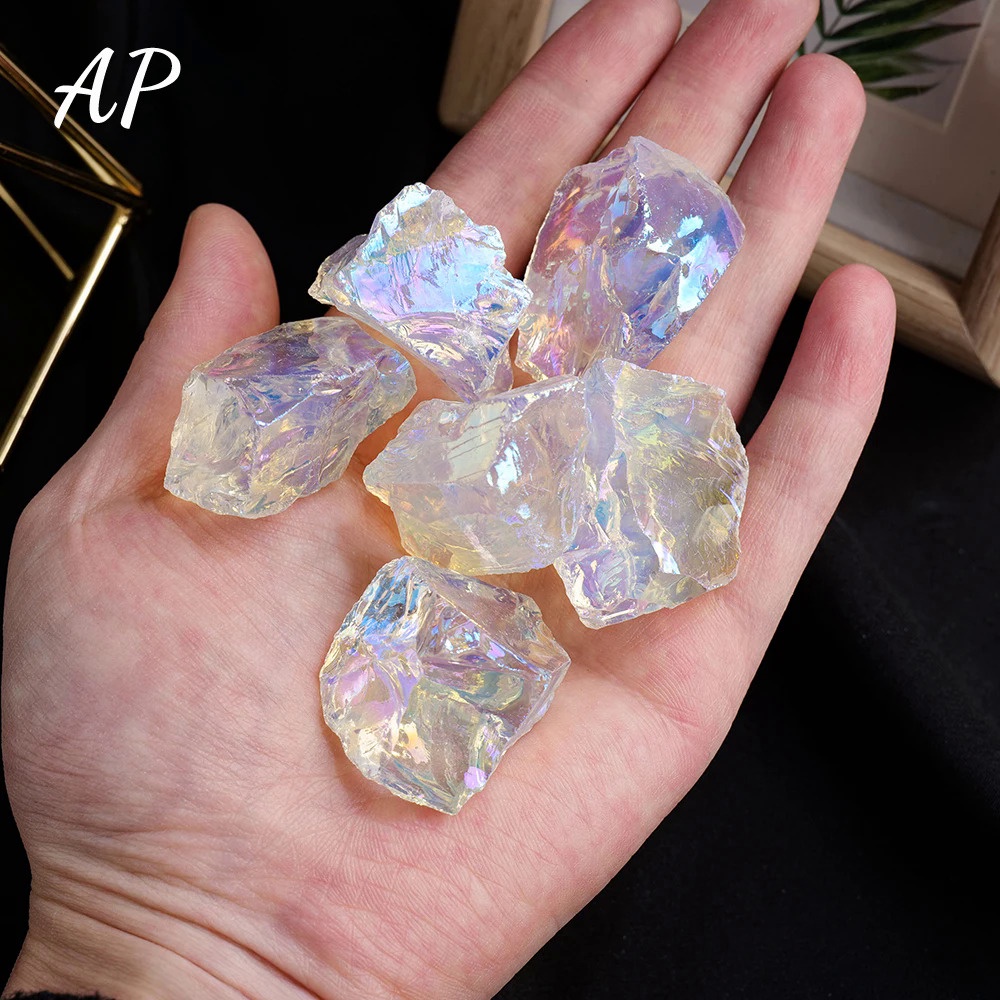 50G/bag Electroplate Rainbow Opalite Crystal Raw Stone Healing Gemstone Opal Rough Stone Mineral Col