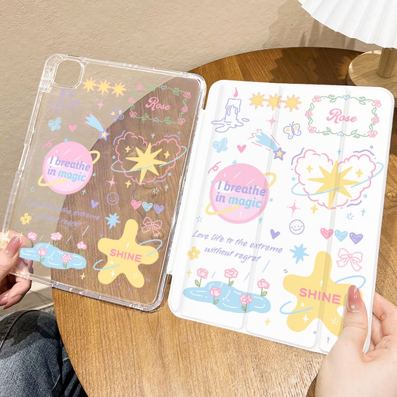 เคสซิลิโคน ลายการ์ตูนกราฟฟิตี้ พร้อมช่องใส่ปากกา สําหรับ iPad gen9 gen8 gen7 10.2 Air4 Air5 gen 10 10.9 Pro11 2020 2021