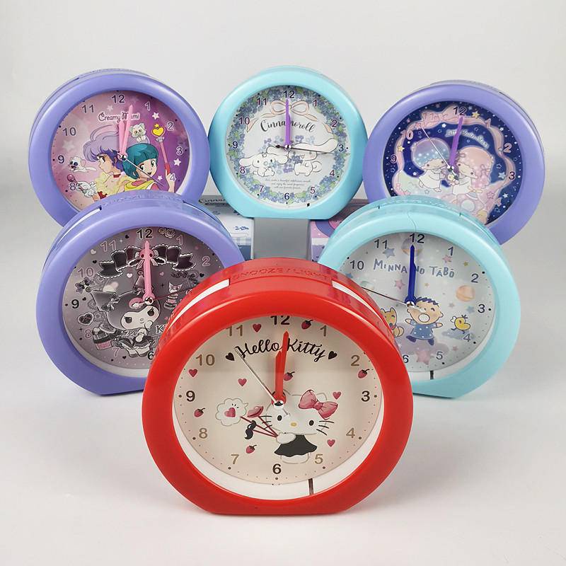 Sanrio Kitty Twin Star Cinnamoroll Minna No Tabo Kuromi  Sweep Movement Silent Alarm Clock 231264