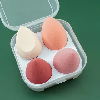 ฟองน้ำแต่งหน้า 1กล่อง/4ชิ้น แต่งหน้าไข่ ฟองน้ำไข่แต่งหน้า พัฟฟองน้ำแต่งหน้า Beauty egg ฟองน้ำเกลี่ยรองพื้น
