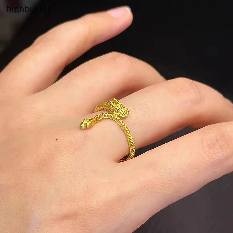 [highbuying] ใหม่ กันน้ํา เท่ อินเทรนด์ ชุบทอง ทองแดง มังกร ปรับได้ แหวนหาง เครื่องประดับแฟชั่น Unisex ของขวัญปีใหม่ สําหรับผู้หญิง ผู้ชาย มีสินค้า