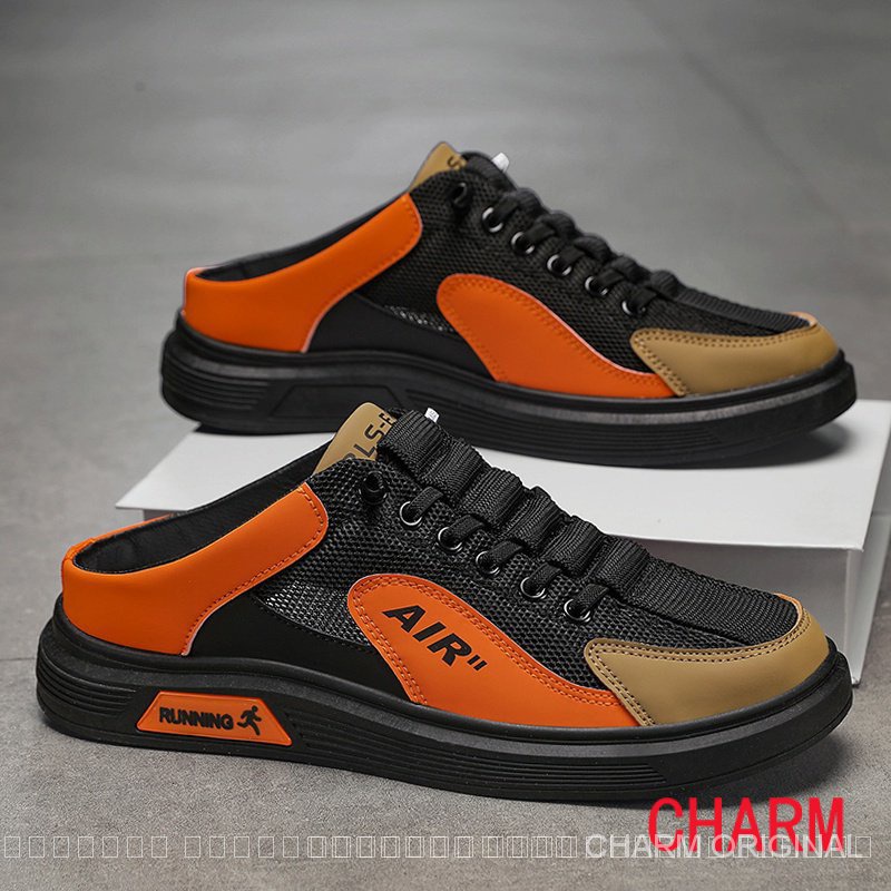 【คุณภาพสูง 100% 】รองเท้าผ้าใบ แบบสวมครึ่งหนึ่ง สไตล์เกาหลี สําหรับผู้ชาย และผู้หญิง E2NS 2023