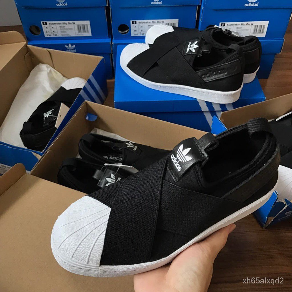 Adidas Superstar รองเท้าสลิปออน สีดํา 100%