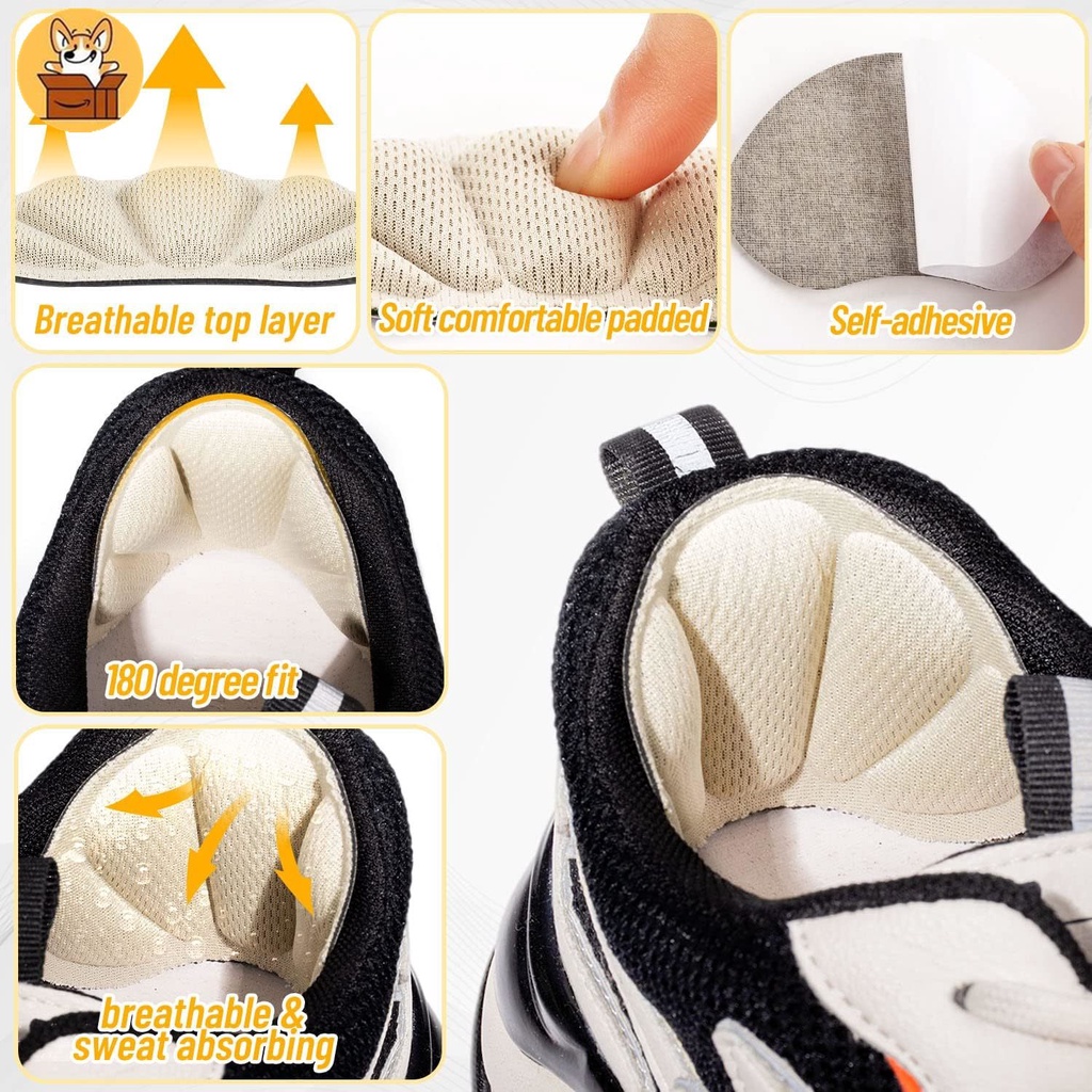 【Am-az】แผ่นรองส้นเท้า ผ้าตาข่าย มีกาวในตัว ป้องกันรองเท้า มีกาวในตัว ขนาดใหญ่ สําหรับผู้ชาย และผู้หญิง 2 ชิ้น