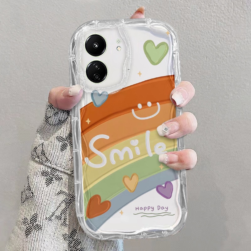 เคส Redmi 13C POCO C65 12 12C 11A 9C 10A 10 9 เคสโทรศัพท์มือถือใส แบบนิ่ม ลายหยัก สําหรับ สายรุ้ง ดอกไม้