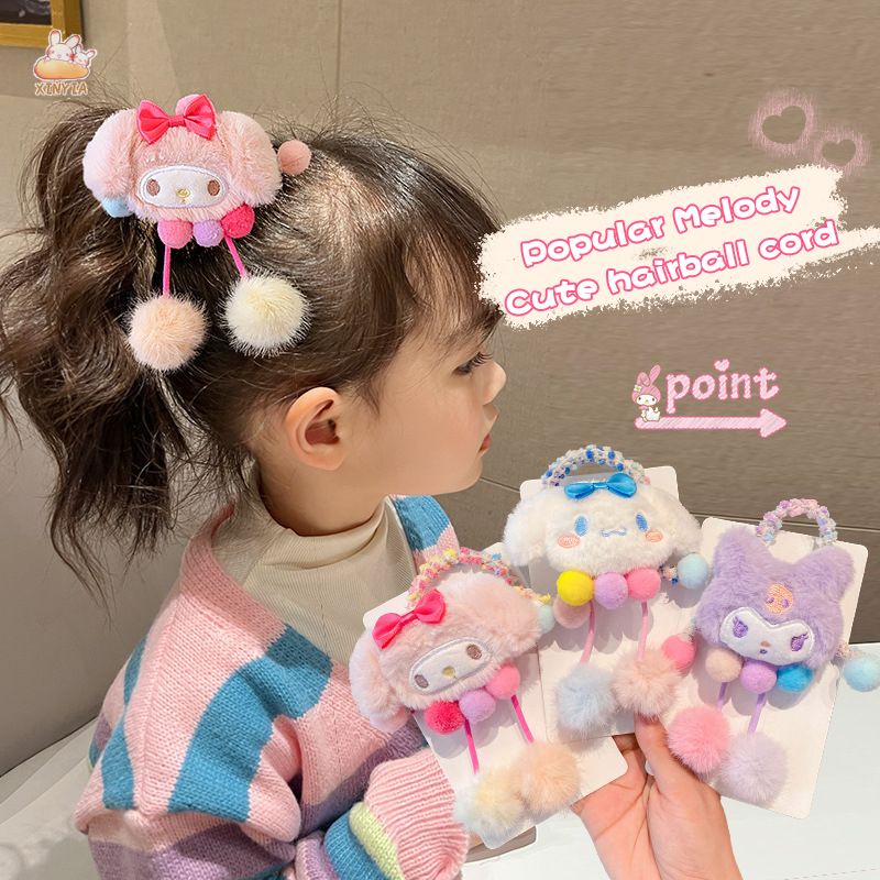 SANRIO Kuromi ยางรัดผม ผ้ากํามะหยี่ขนนิ่ม สไตล์เกาหลี สําหรับผู้หญิง 2024 【XINYIA】