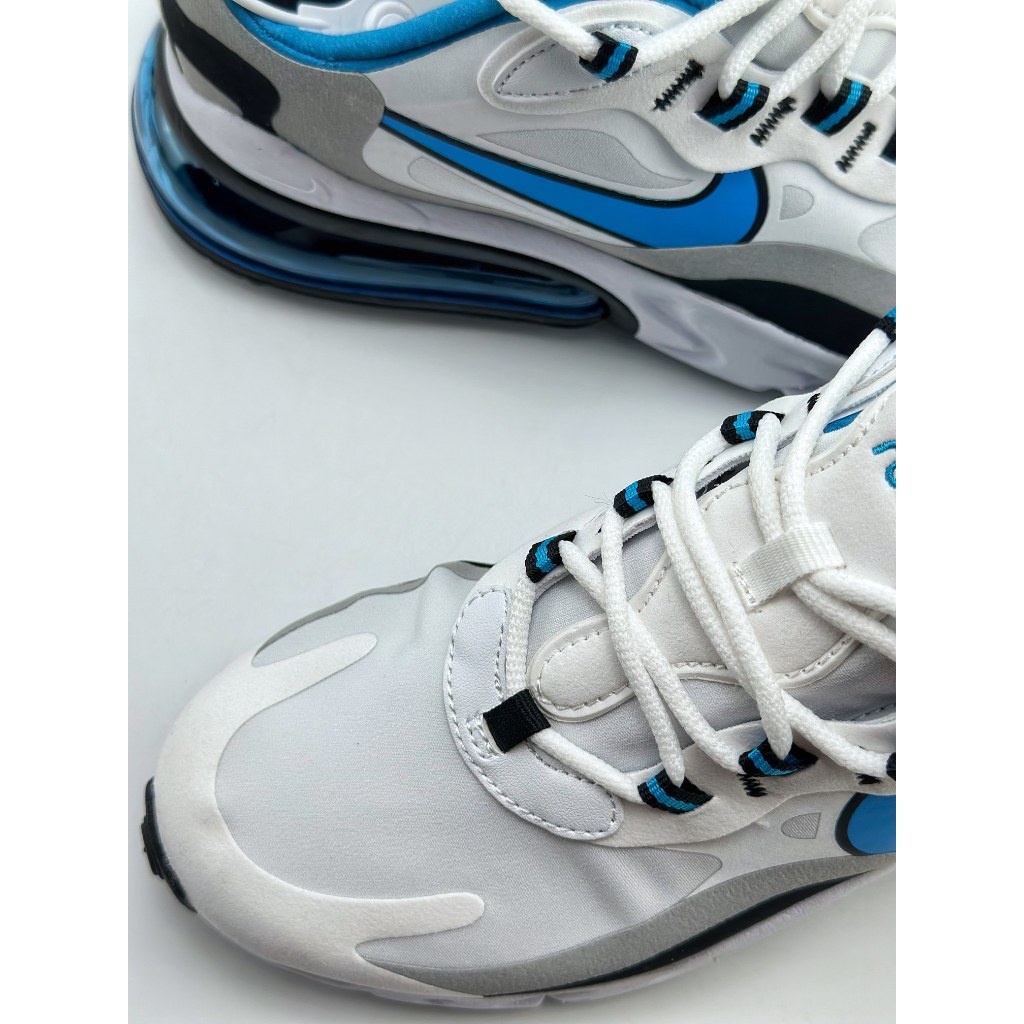 Nike Air Max 270 React SE "White/Grey/Blue" รองเท้าวิ่งรองเท้าผ้าใบลำลองสำหรับผู้ชายและผู้หญิง ป้อง